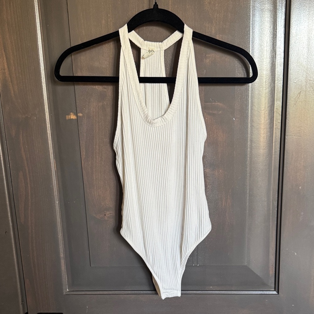 Free People Ivory Ribbed Tank Top